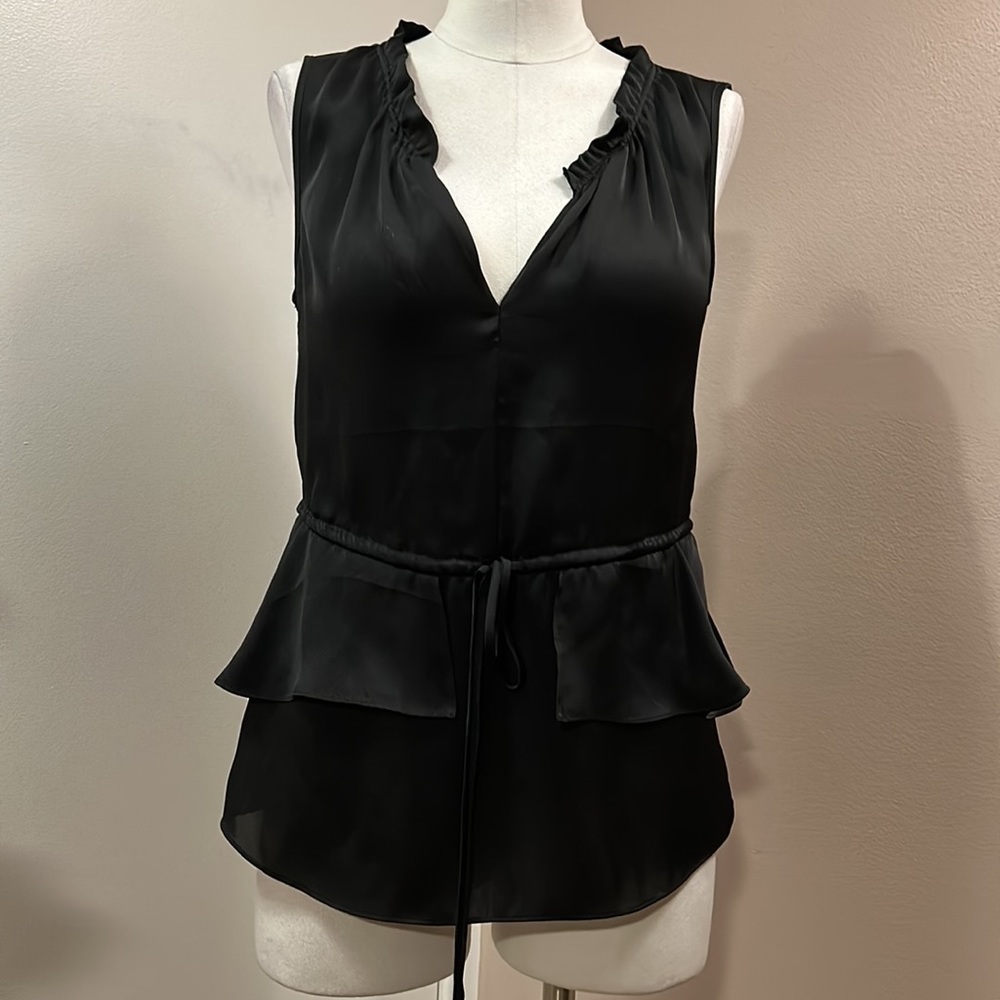 Cynthia Steffe Black Drawstring Sleeveless Top size small